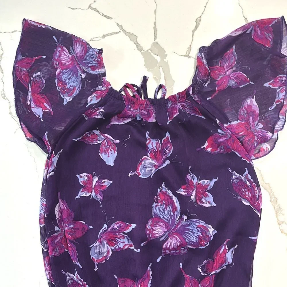 The Children’s Place | Purple Pink Girls Sheer BUTTERFLY Summer Dress Size 8